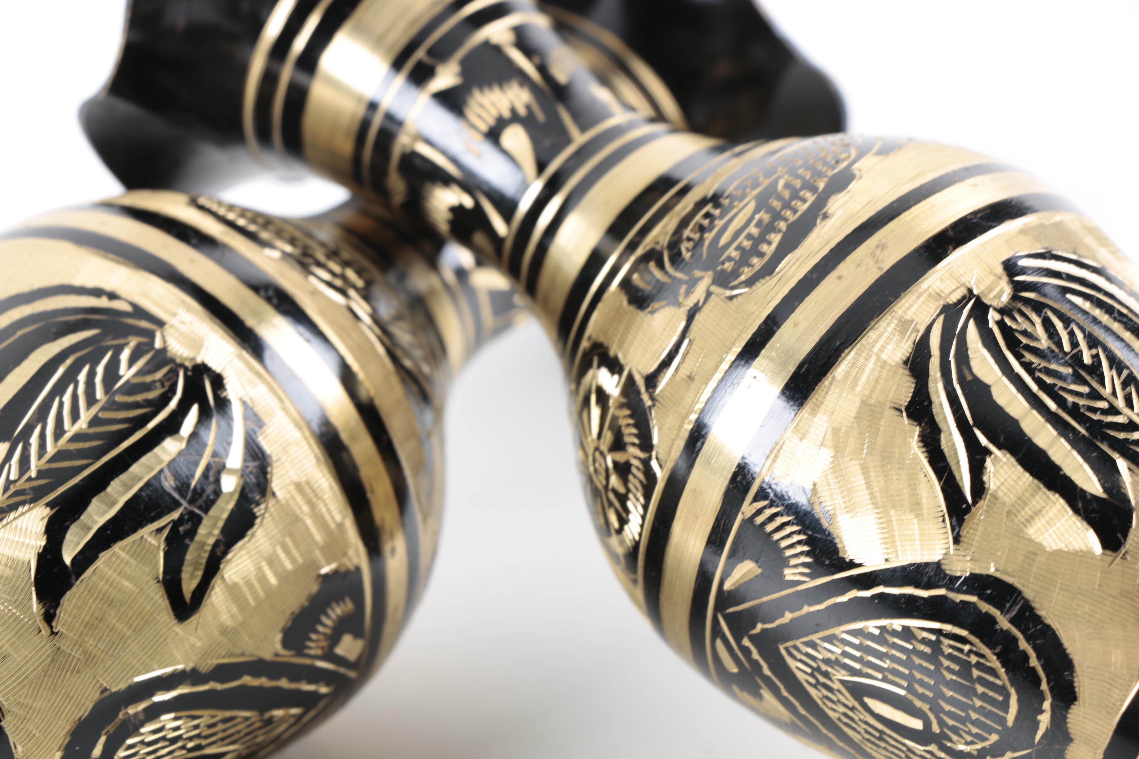 Indian Style Hand-Painted Metal Baluster Vases