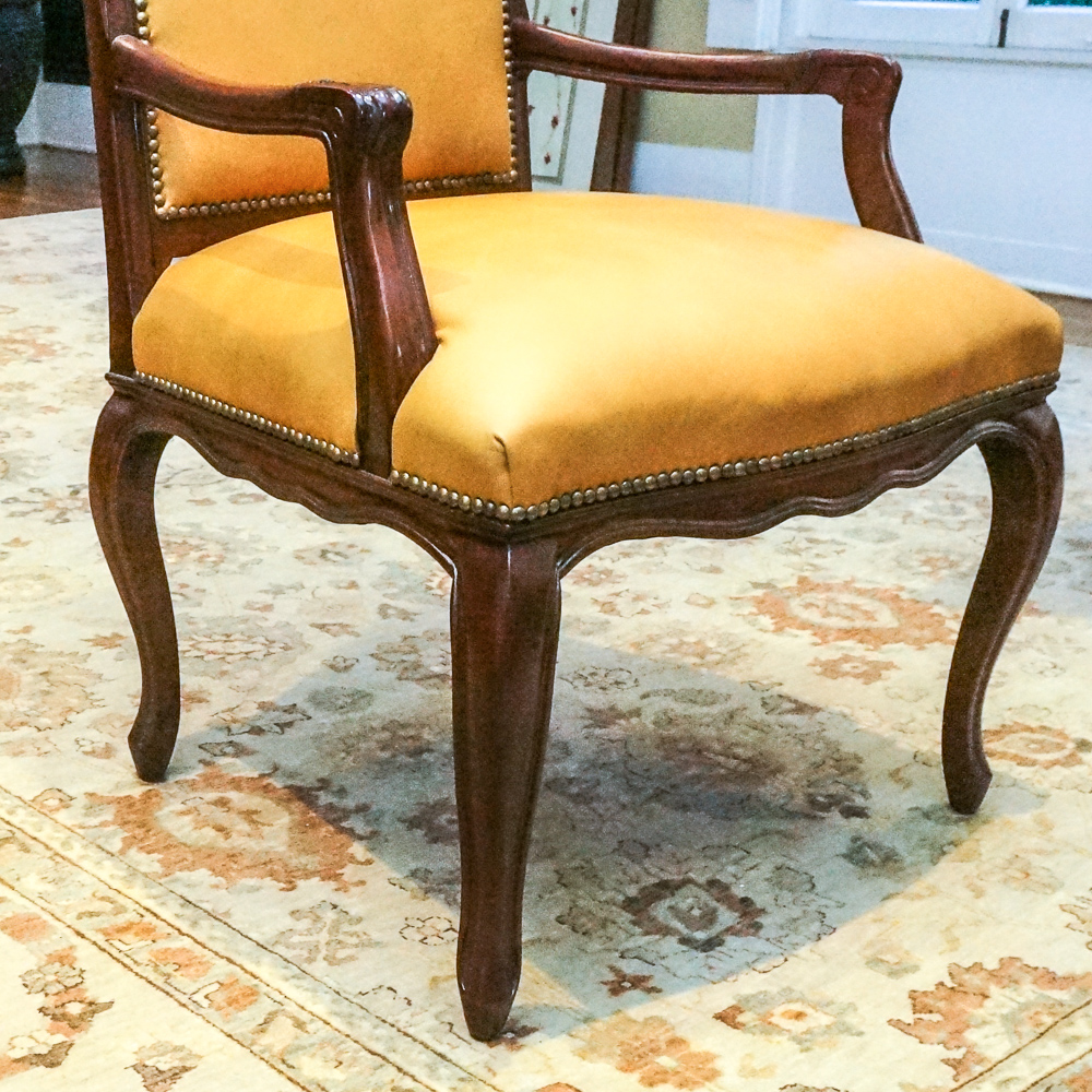 Louis XV Style Leather and Wood Dining Chair Set