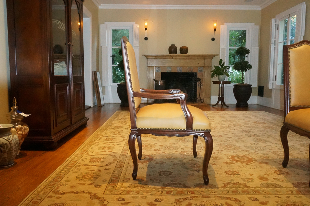 Louis XV Style Leather and Wood Dining Chair Set