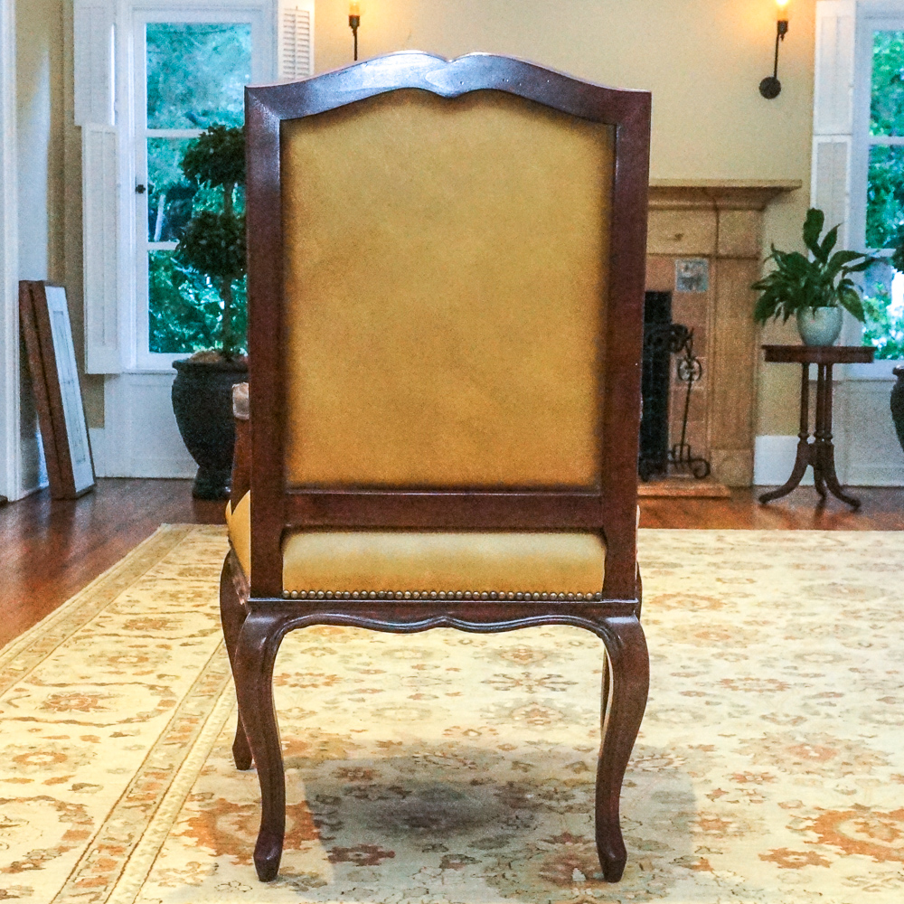 Louis XV Style Leather and Wood Dining Chair Set