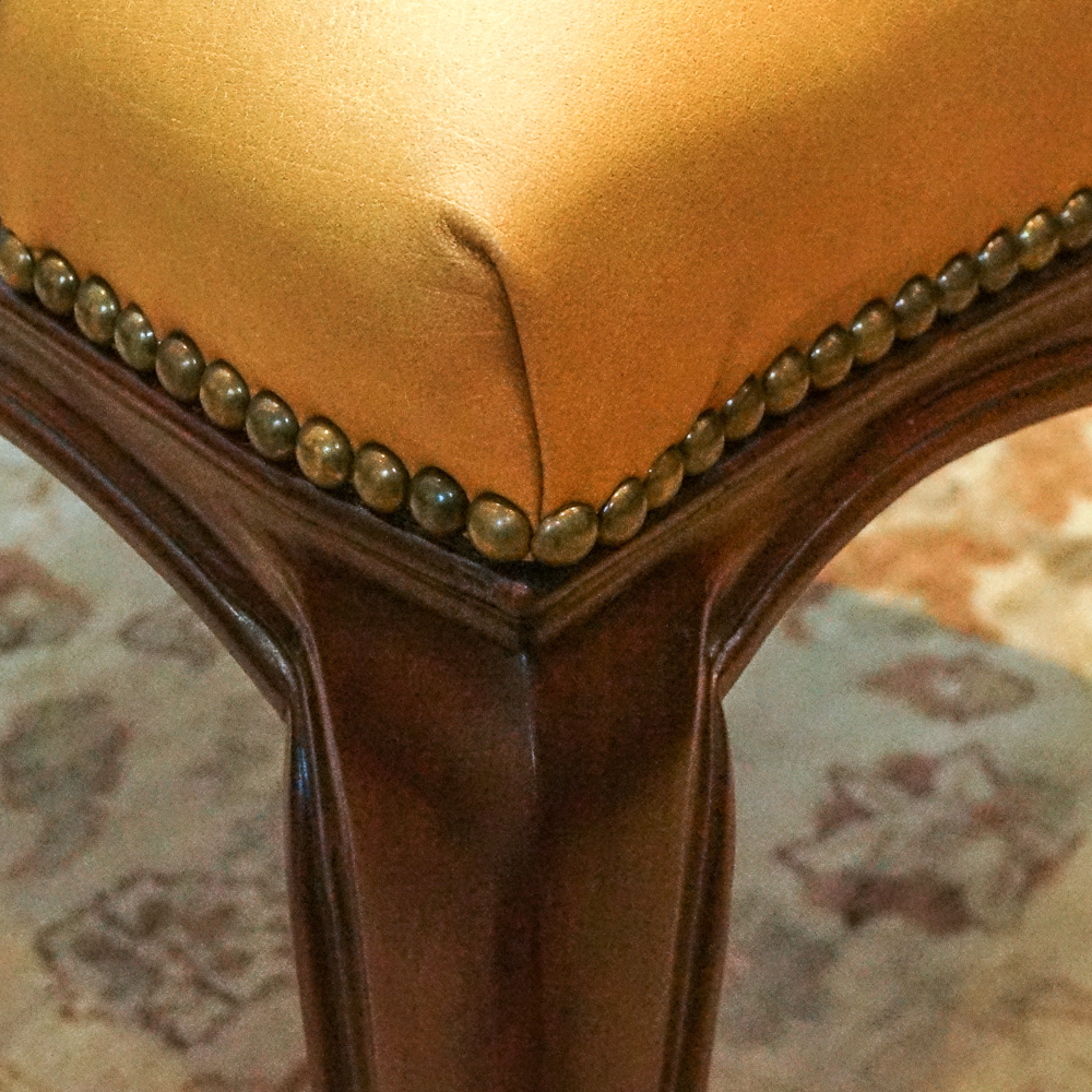 Louis XV Style Leather and Wood Dining Chair Set