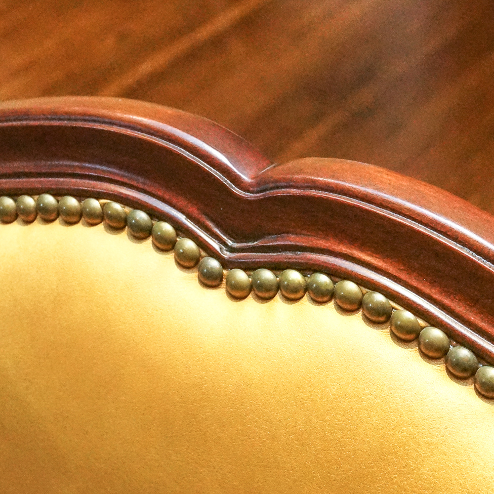 Louis XV Style Leather and Wood Dining Chair Set