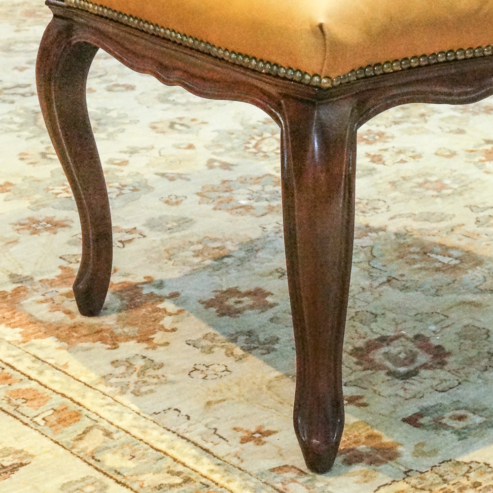 Louis XV Style Leather and Wood Dining Chair Set