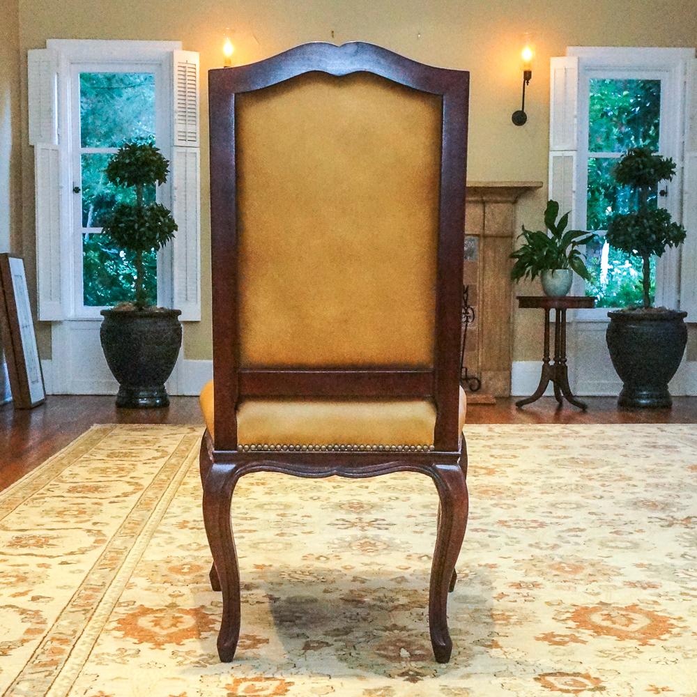 Louis XV Style Leather and Wood Dining Chair Set