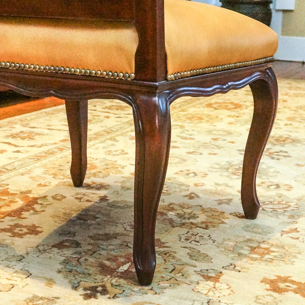 Louis XV Style Leather and Wood Dining Chair Set