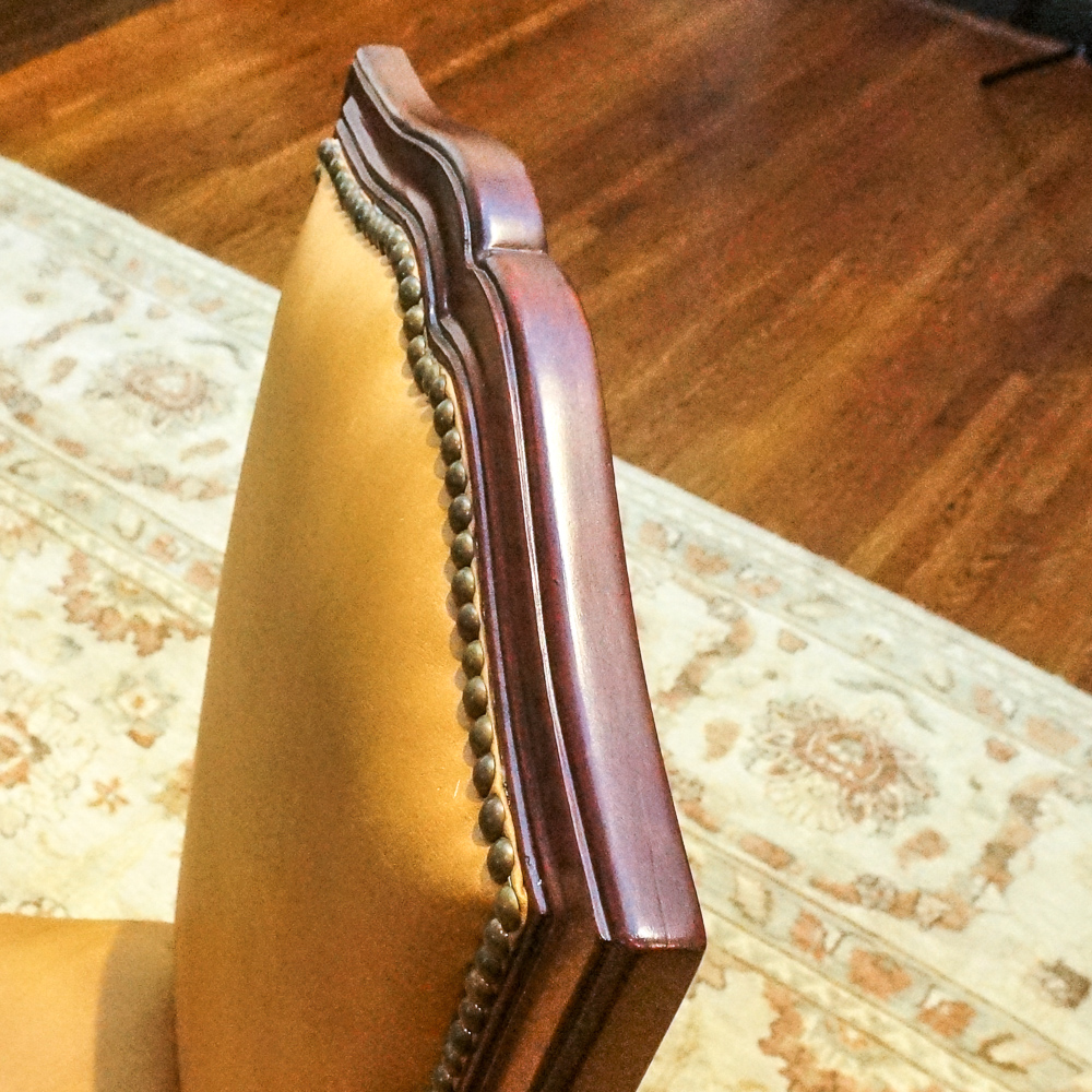 Louis XV Style Leather and Wood Dining Chair Set