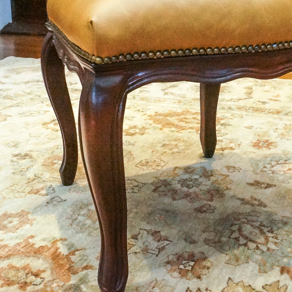 Louis XV Style Leather and Wood Dining Chair Set