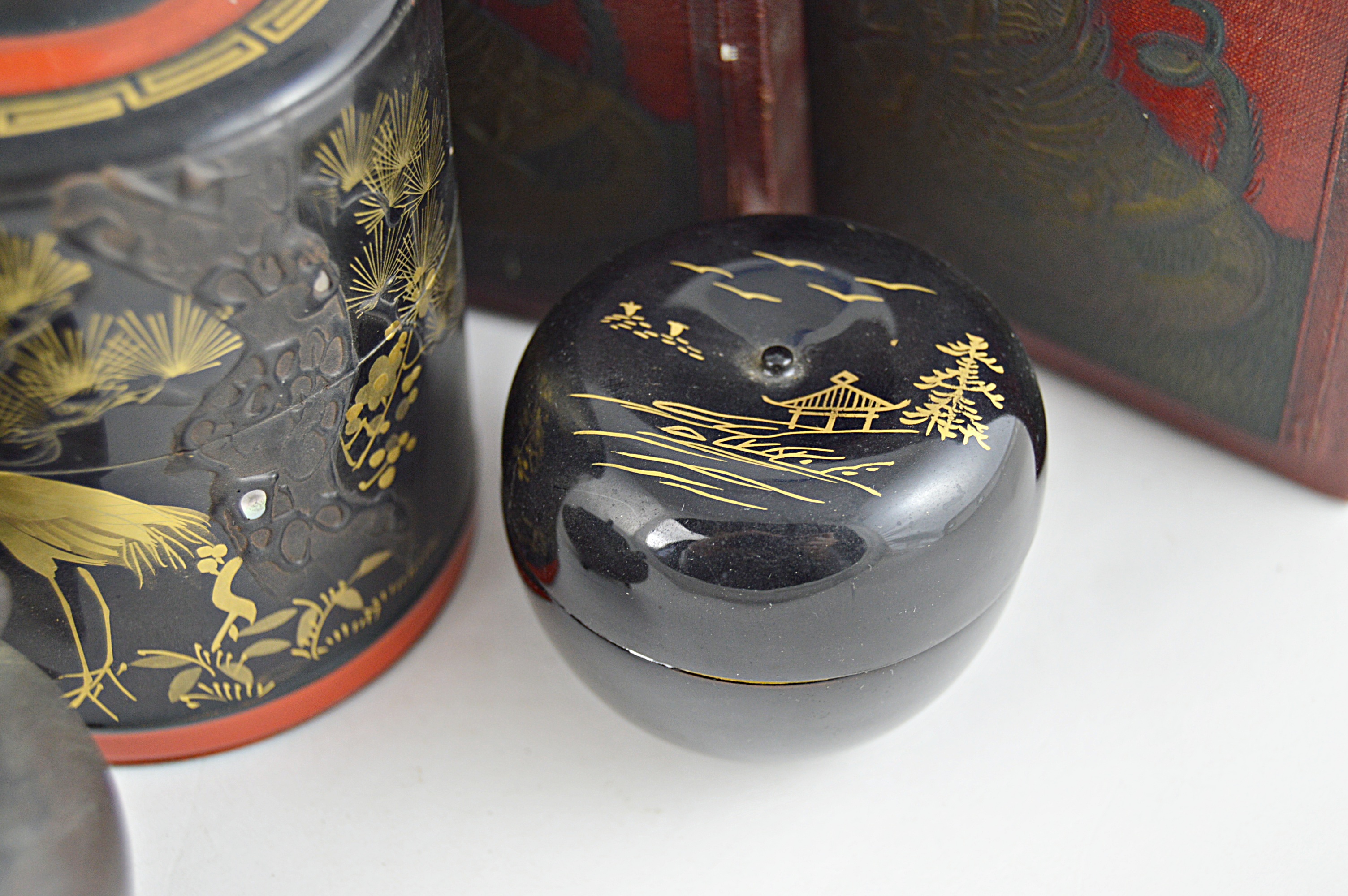 Vintage Asian Collectibles with Japanese Lacquerware