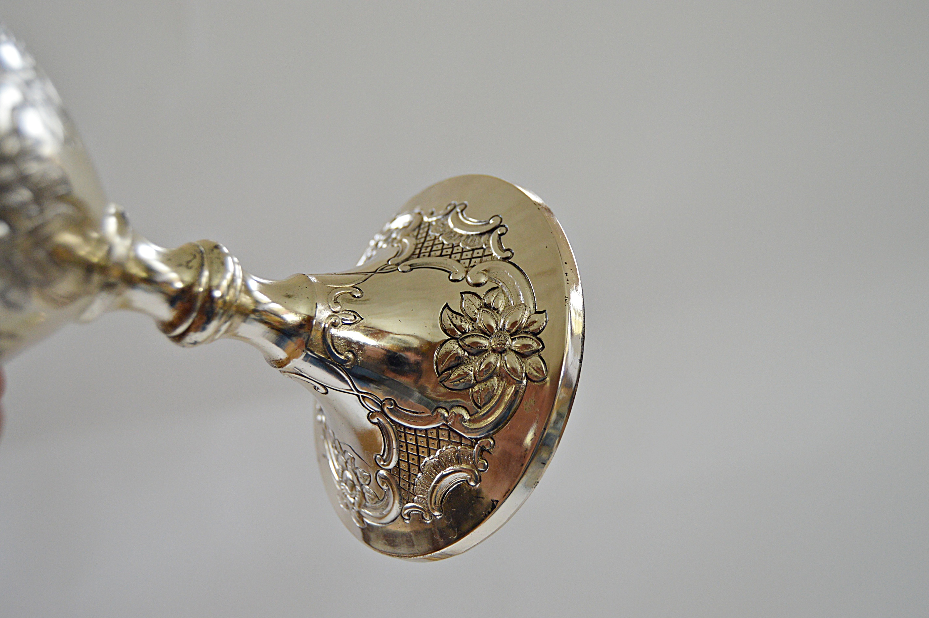 Set of Ornate Silver Plate Goblets and Cordials