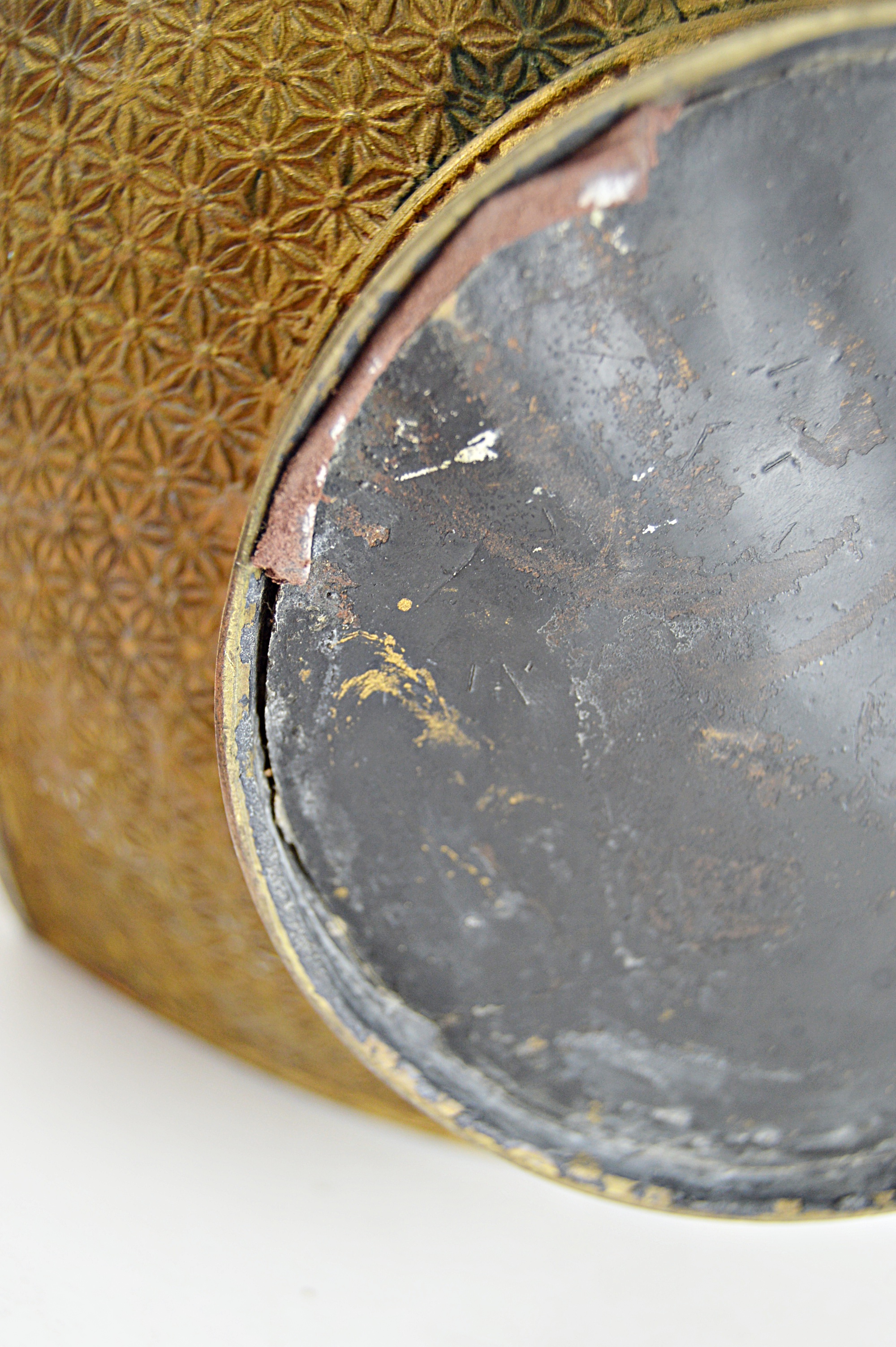 Vintage Asian Brass Urn with Enameled Flowers