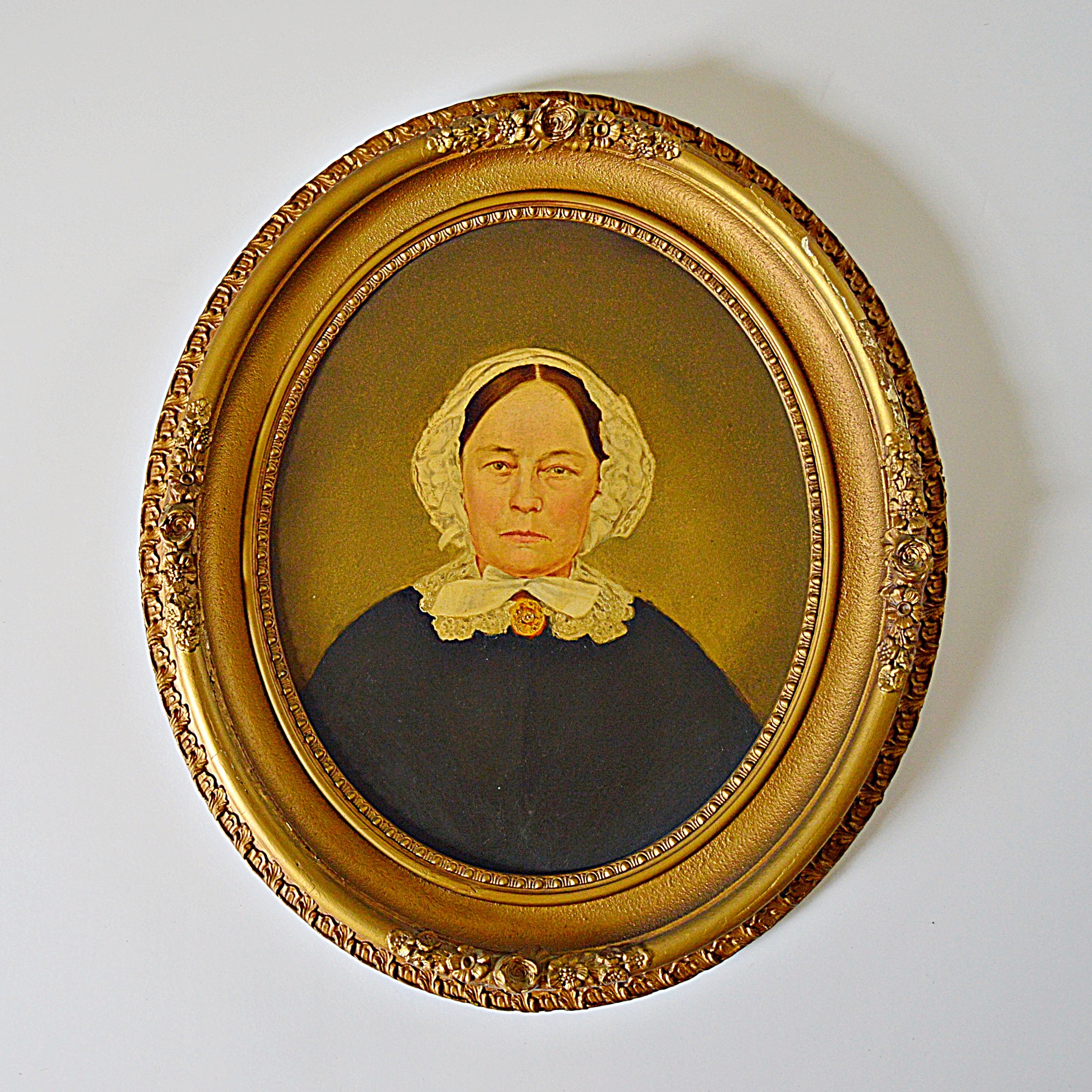 Antique Oil on Canvas Portrait of a 19th Century Woman