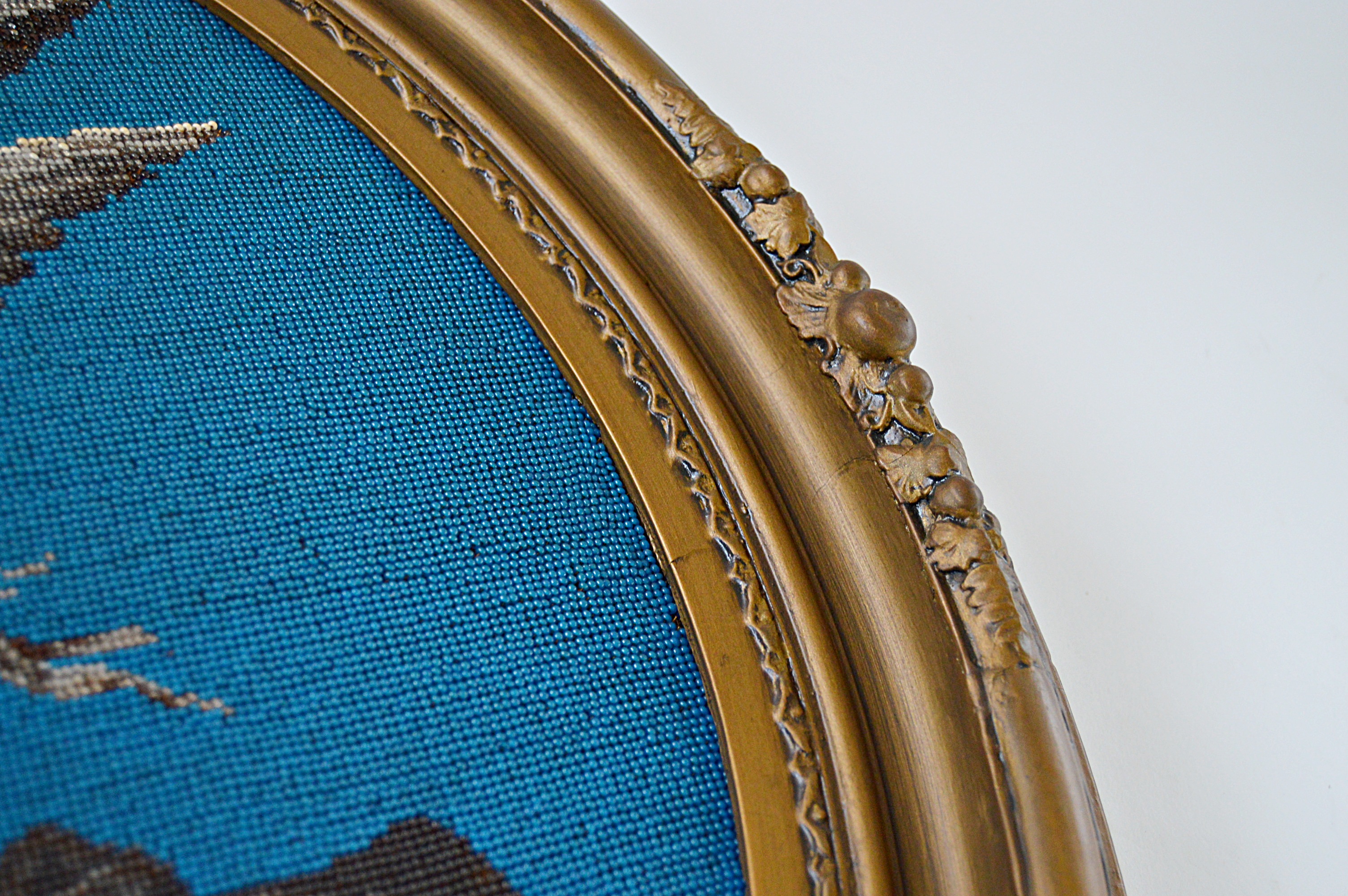 Victorian Hand Beaded Needlepoint of an Angel with Child