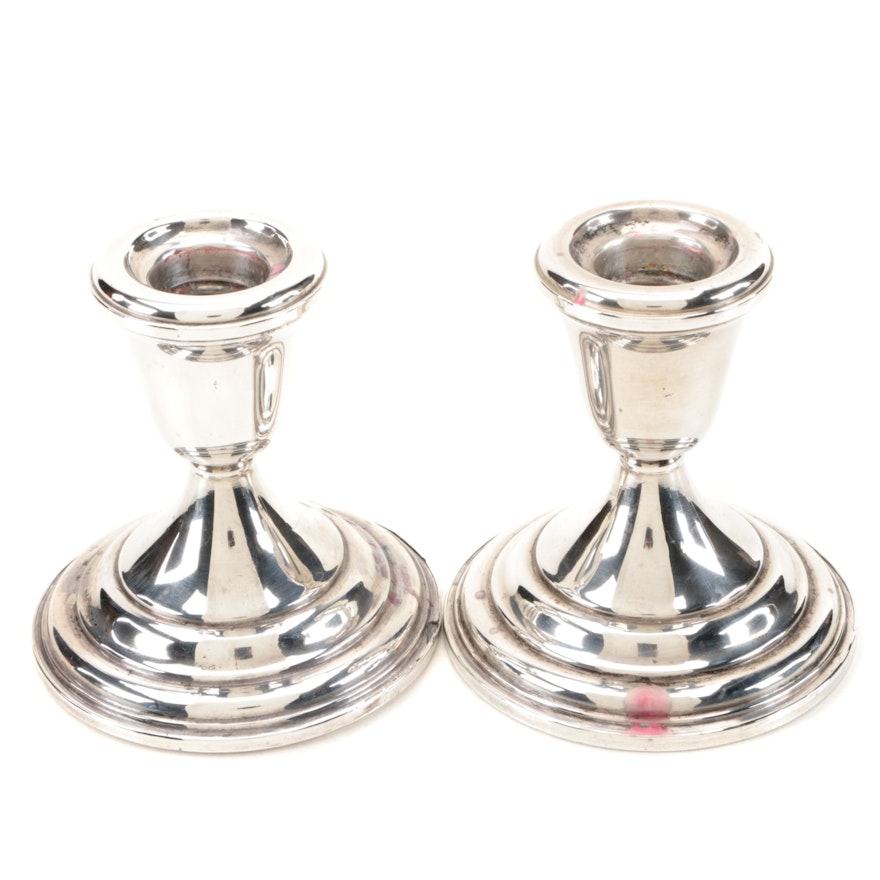 Pair of Lunt Weighted Sterling Silver Candleholders