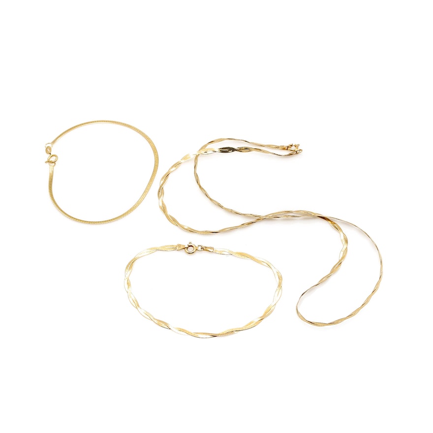 14K Yellow Gold Herringbone Chain Assortment