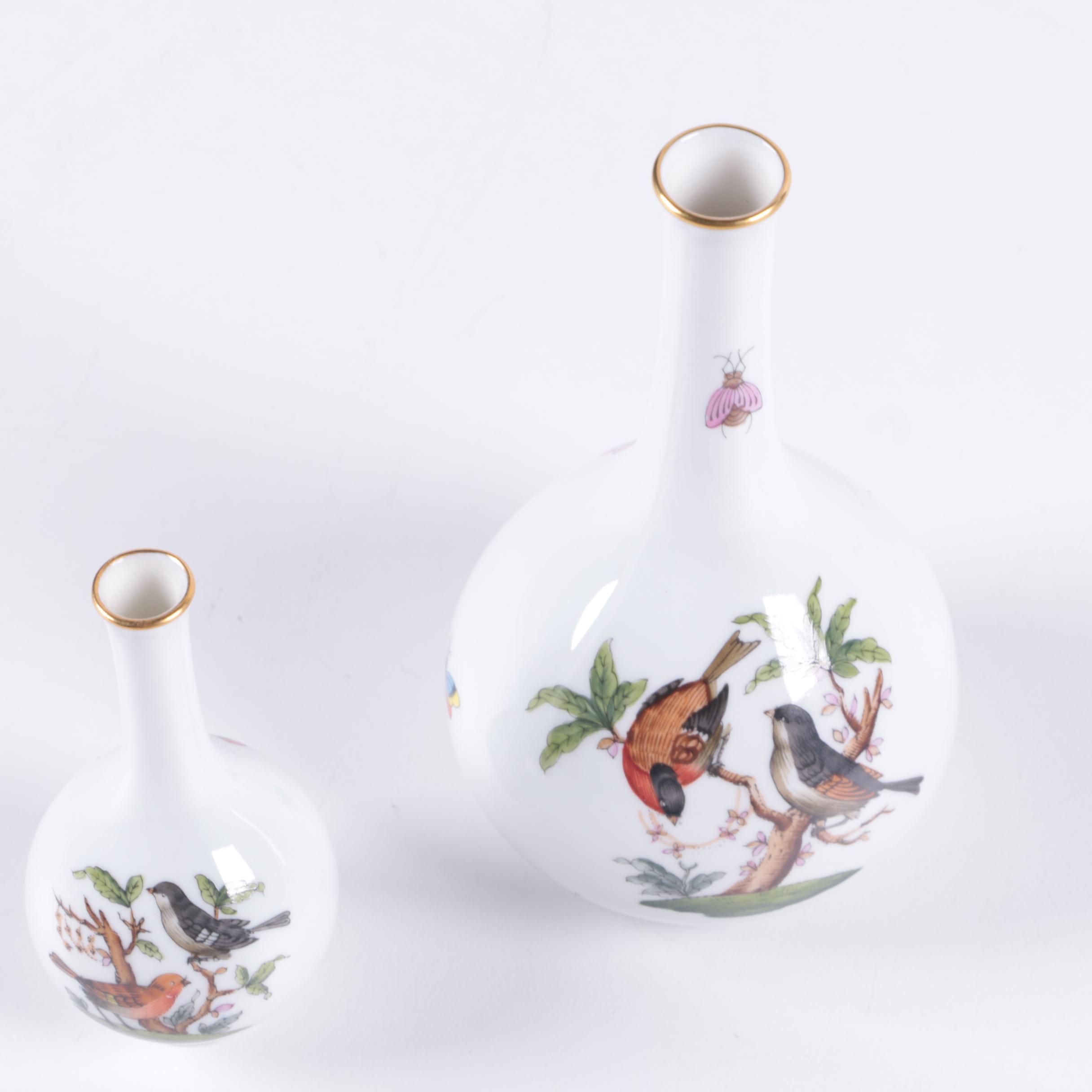 Herend Hungary "Rothschild Bird" Porcelain Vases