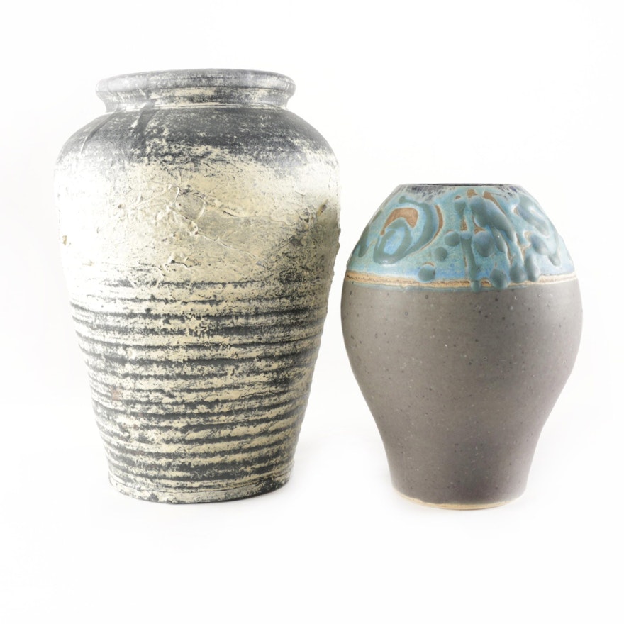 Ceramic Vases, Including Signed Wallace Art Pottery Vase