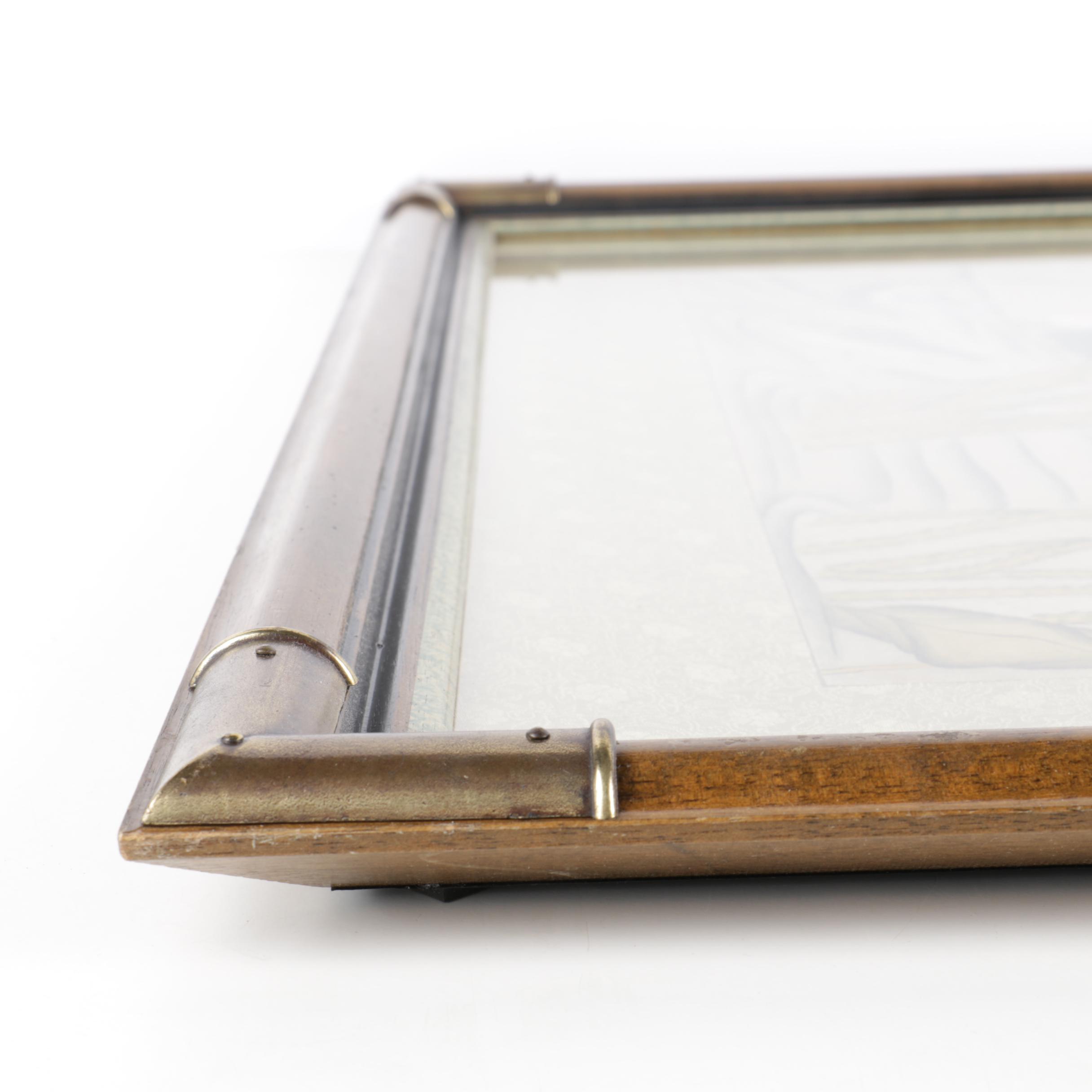 East Asian Watercolor, Gouache and Ink Wash Painting of Birds and Water Lilies