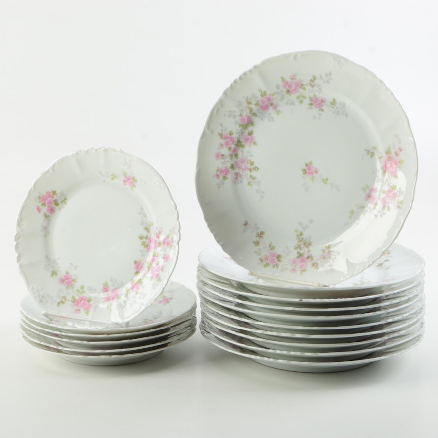 Vintage Imperial H & C Porcelain Plates with Pink Flowers