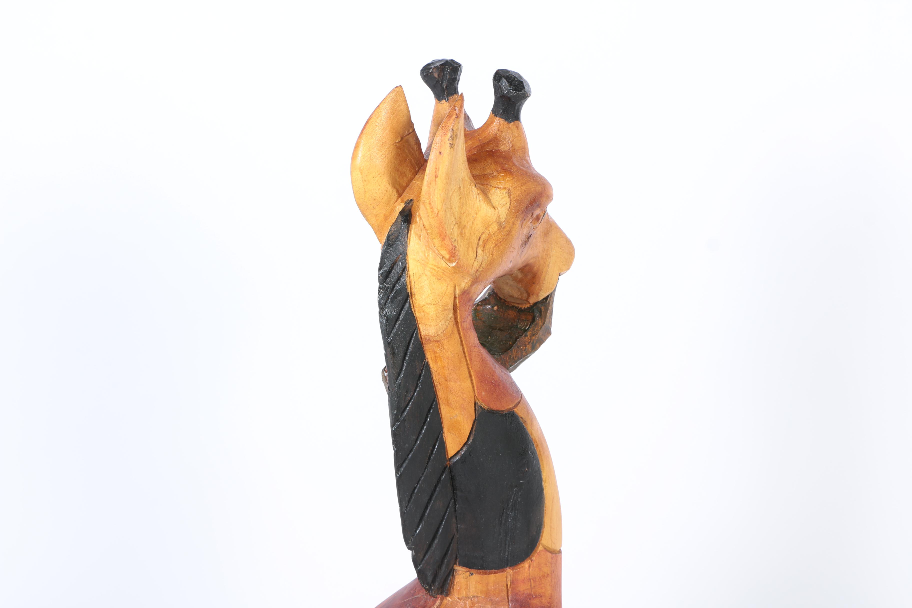 Carved Wooden Giraffe Sculpture