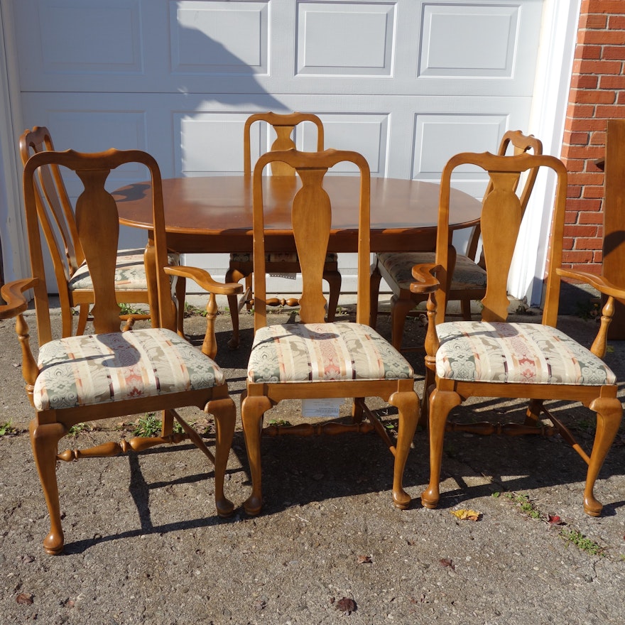 Oak Ethan Allen Dining Table and Chairs