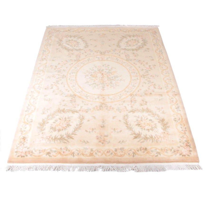 Hand-Knotted Chinese "Aubusson" Wool Area Rug