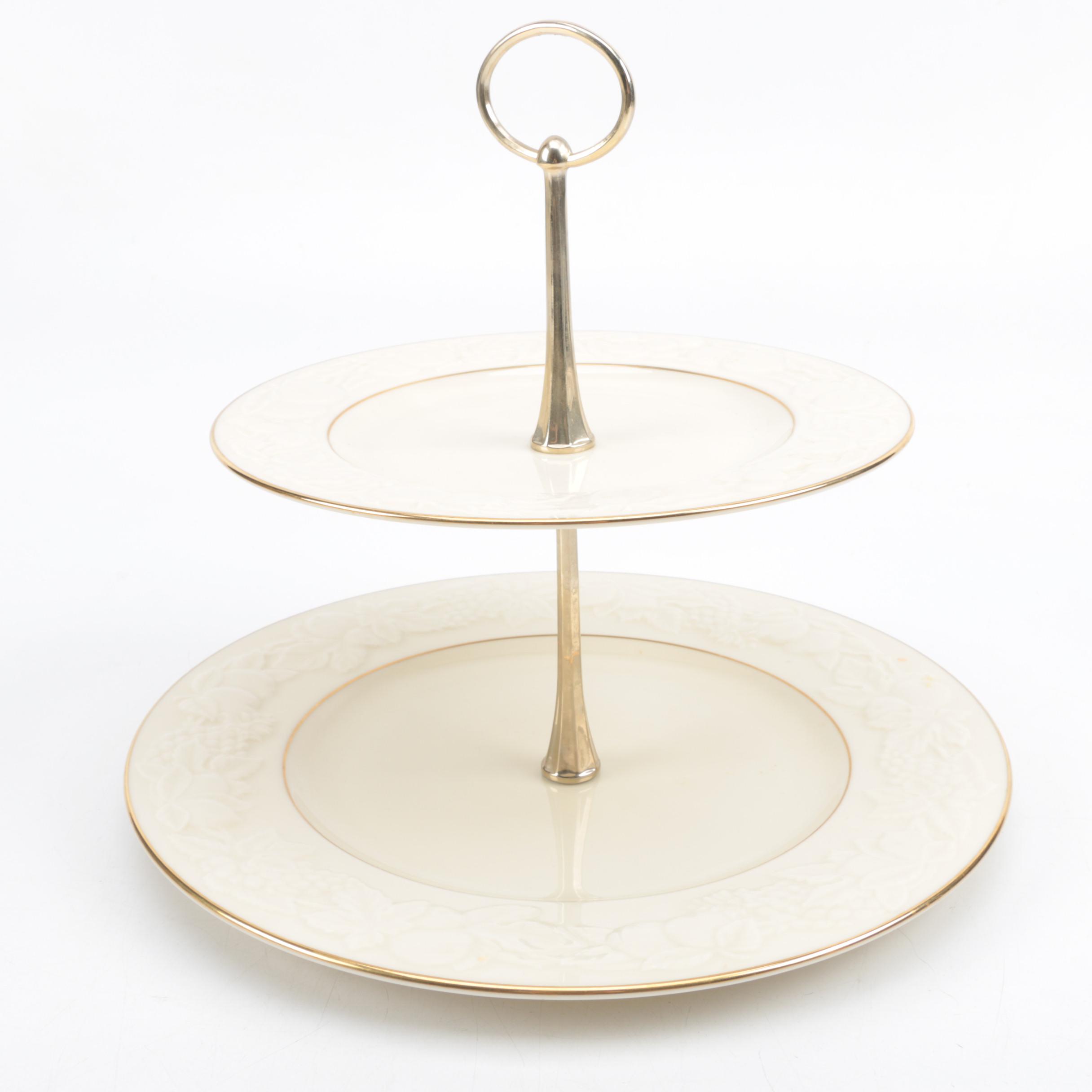 Lenox "Fruits of Life" Bone China Tiered Serving Tray