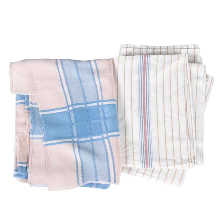 Pair of Striped and Plaid Table Cloths