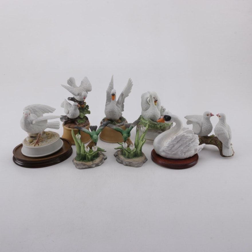 Porcelain Bird Figurines and Music Boxes