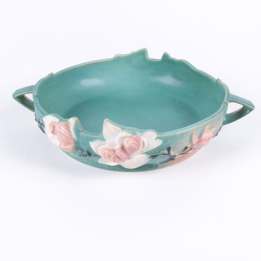 Roseville Pottery "Magnolia" Blue Bowl