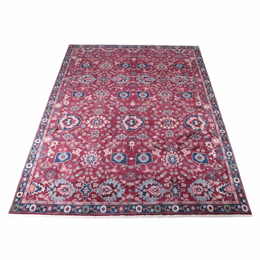 Hand-Knotted Indo-Caucasian Karabagh Wool Area Rug