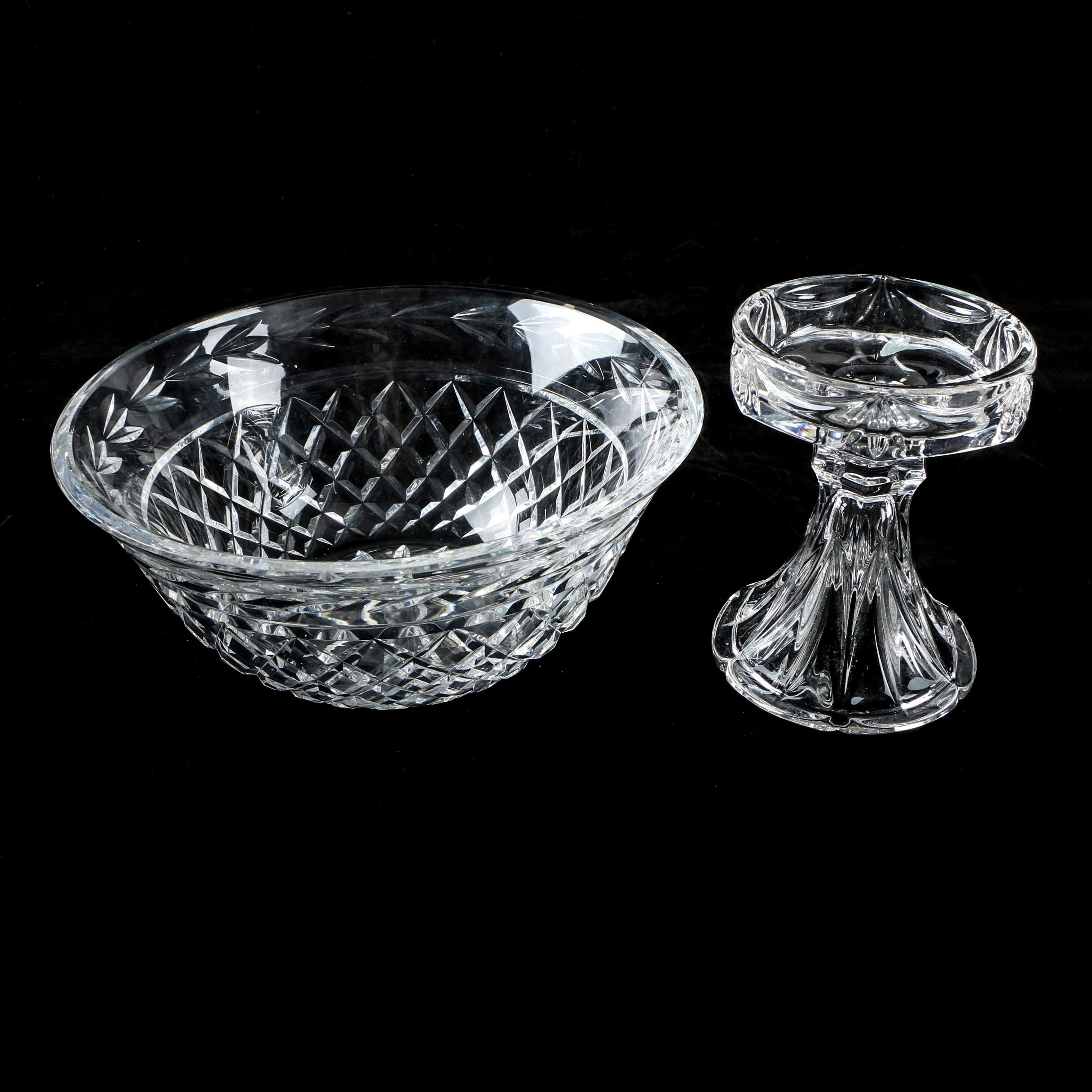 Waterford Crystal "Glandore" Bowl and Marquis by  Waterford Candle Holder