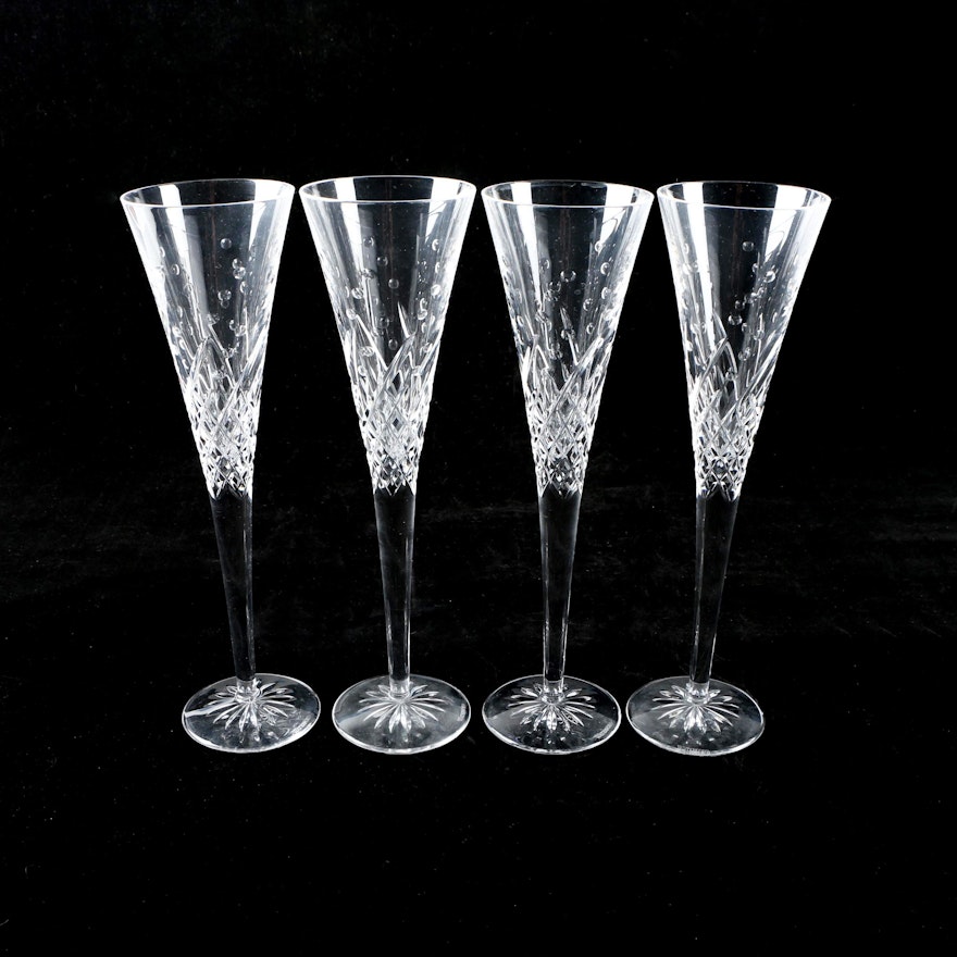 Collection of Waterford Crystal "Happy Celebration" Champagne Flutes