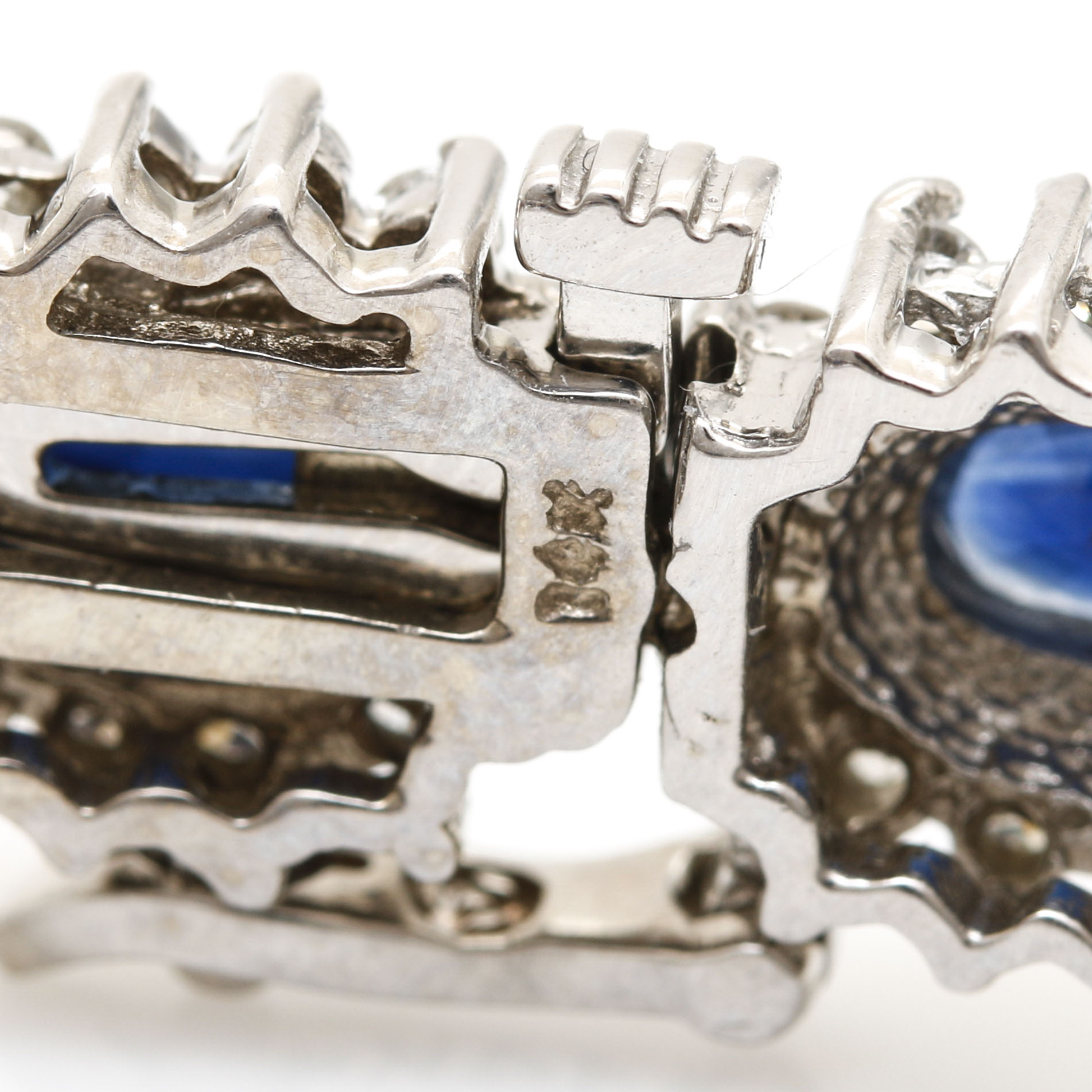 14K White Gold Sapphire and 3.12 CTW Diamond Tennis Bracelet