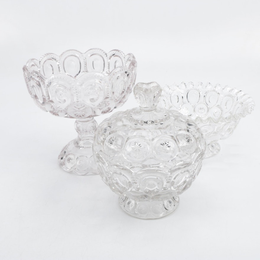 L.E. Smith "Moon and Stars" Clear Depression Glass Compotes