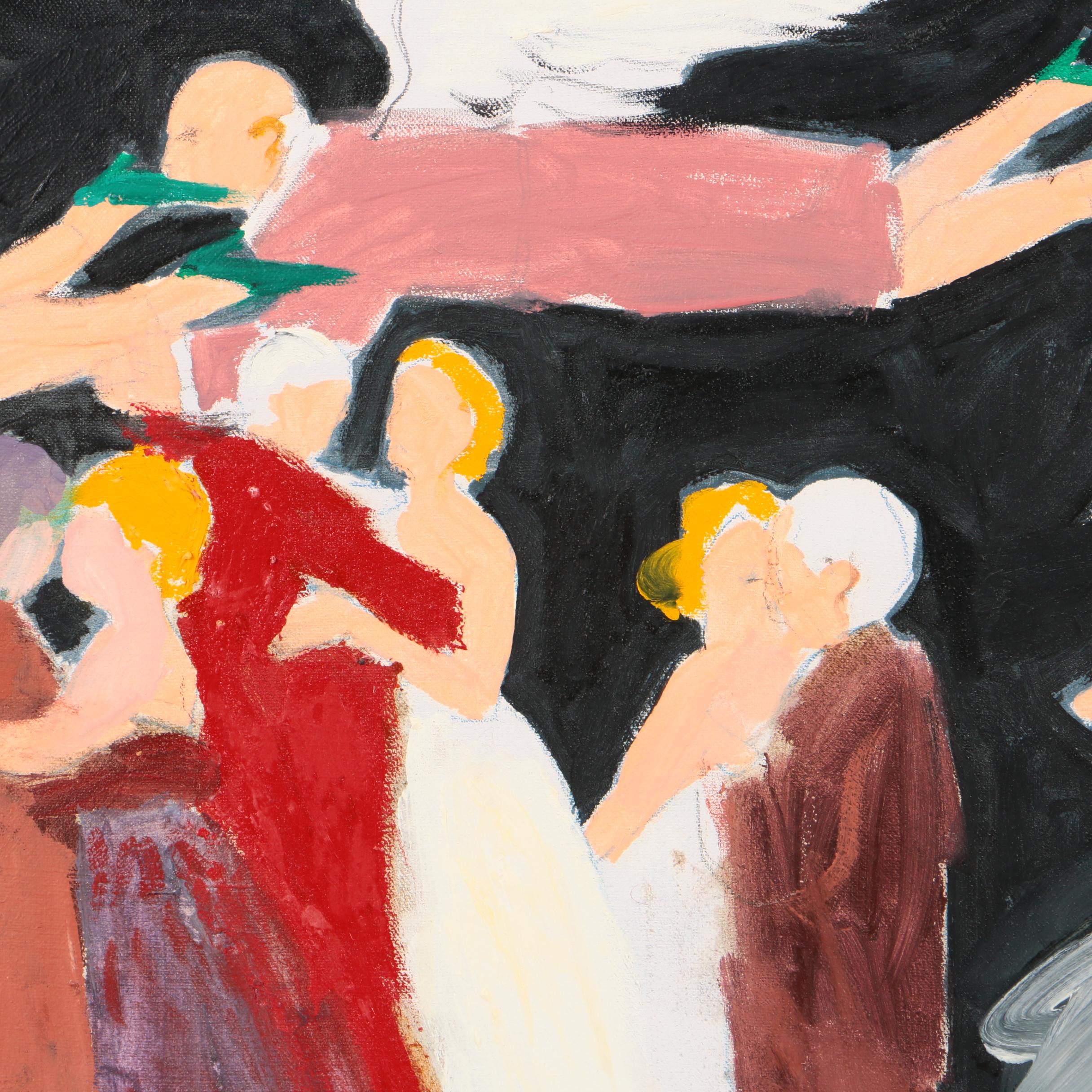 Signed Figurative Acrylic Painting on Canvas