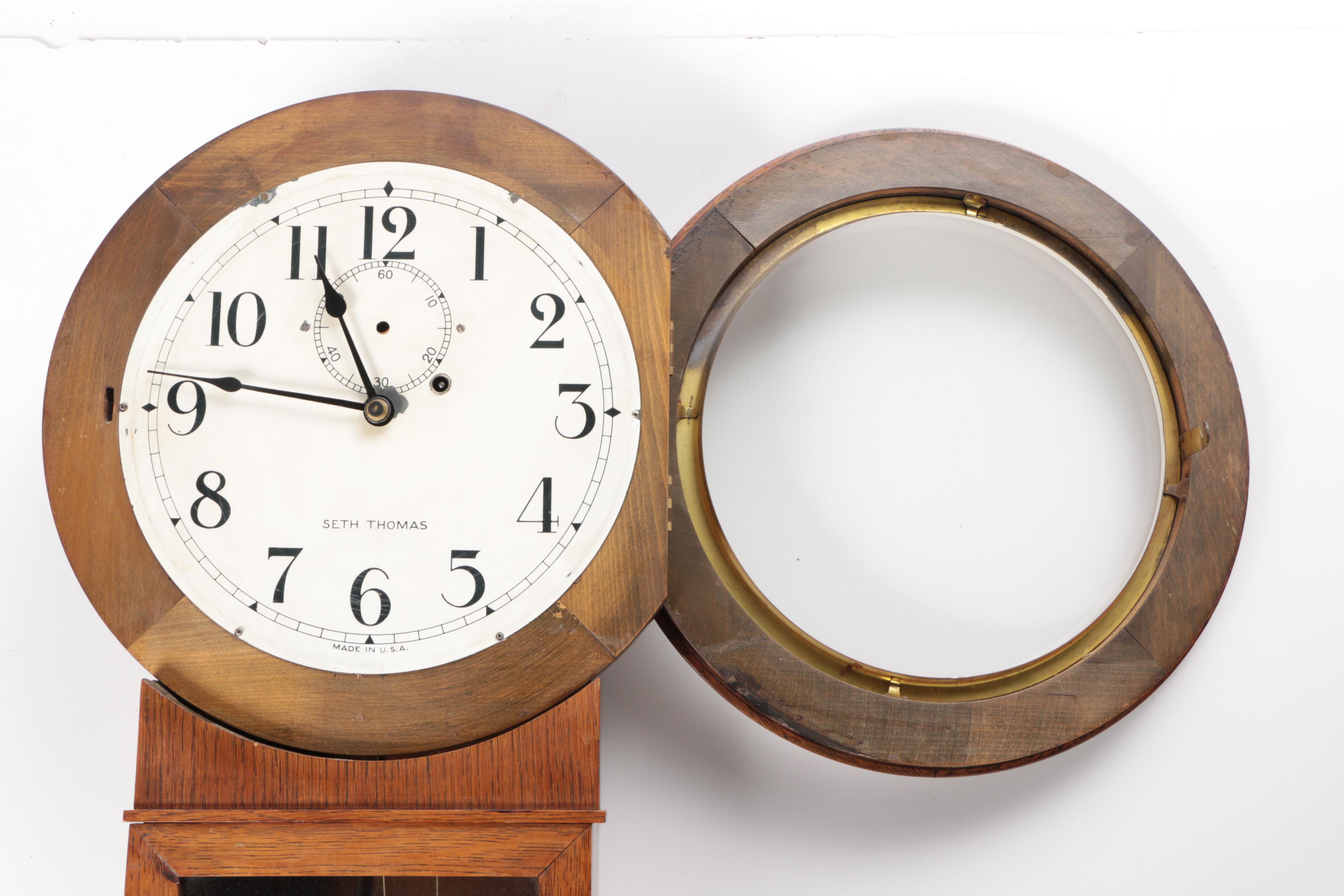 Seth Thomas Eight-Day Oak Regulator Wall Clock