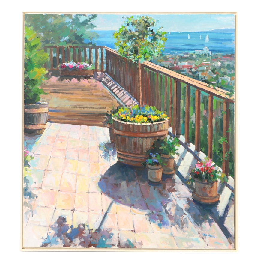 Allayn Stevens Acrylic Painting on Canvas "The Yelland's Patio"