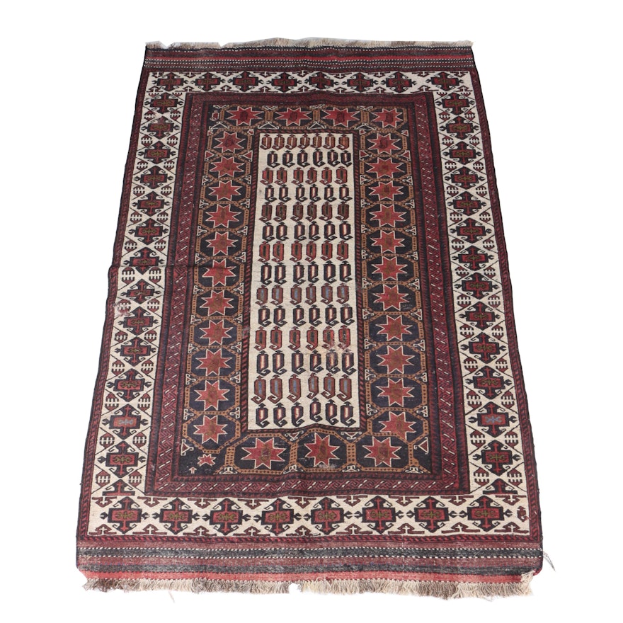 Handwoven Baluch Timuri Wool Soumak Area Rug