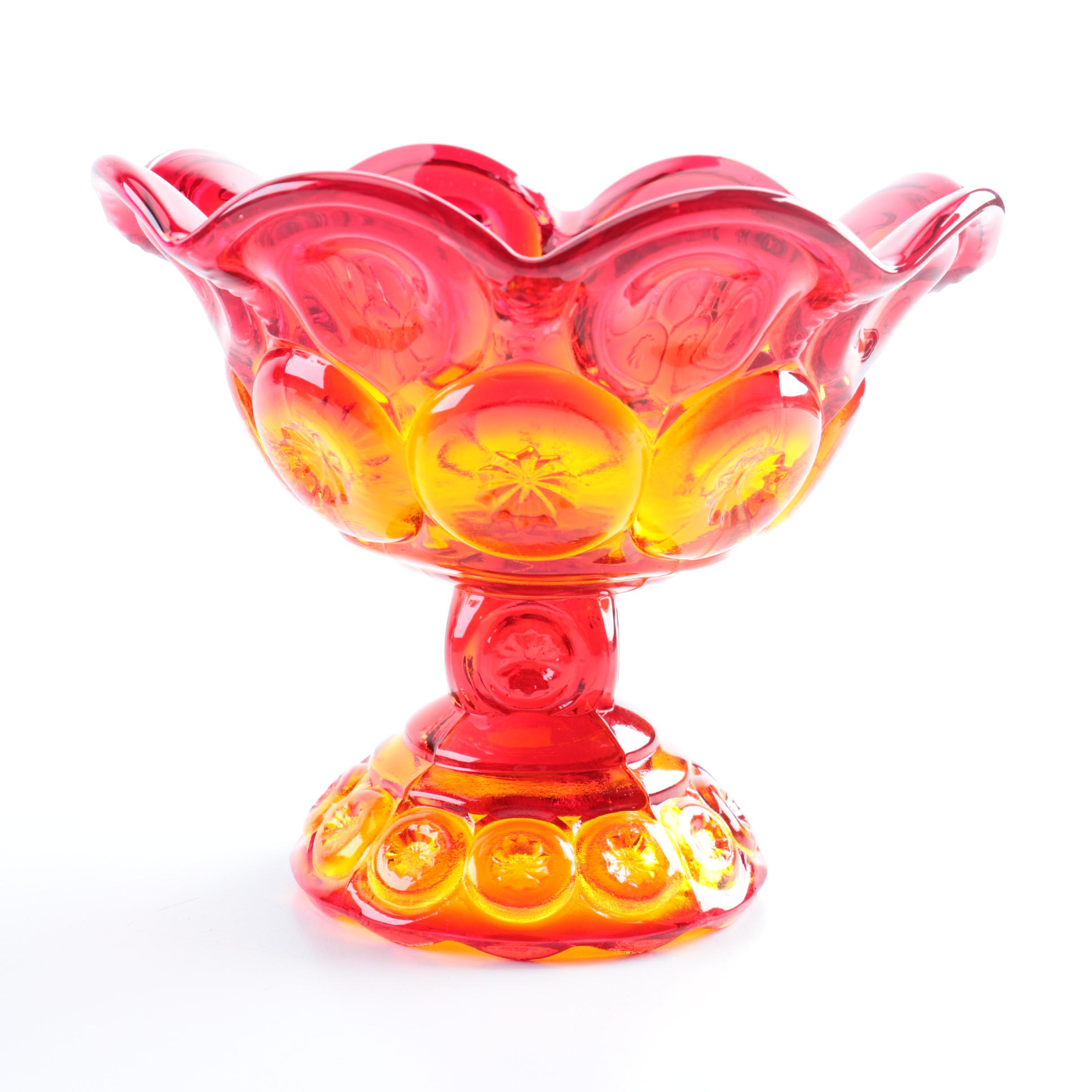 L.E. Smith "Moon and Stars" Amberina Depression Glass Compotes