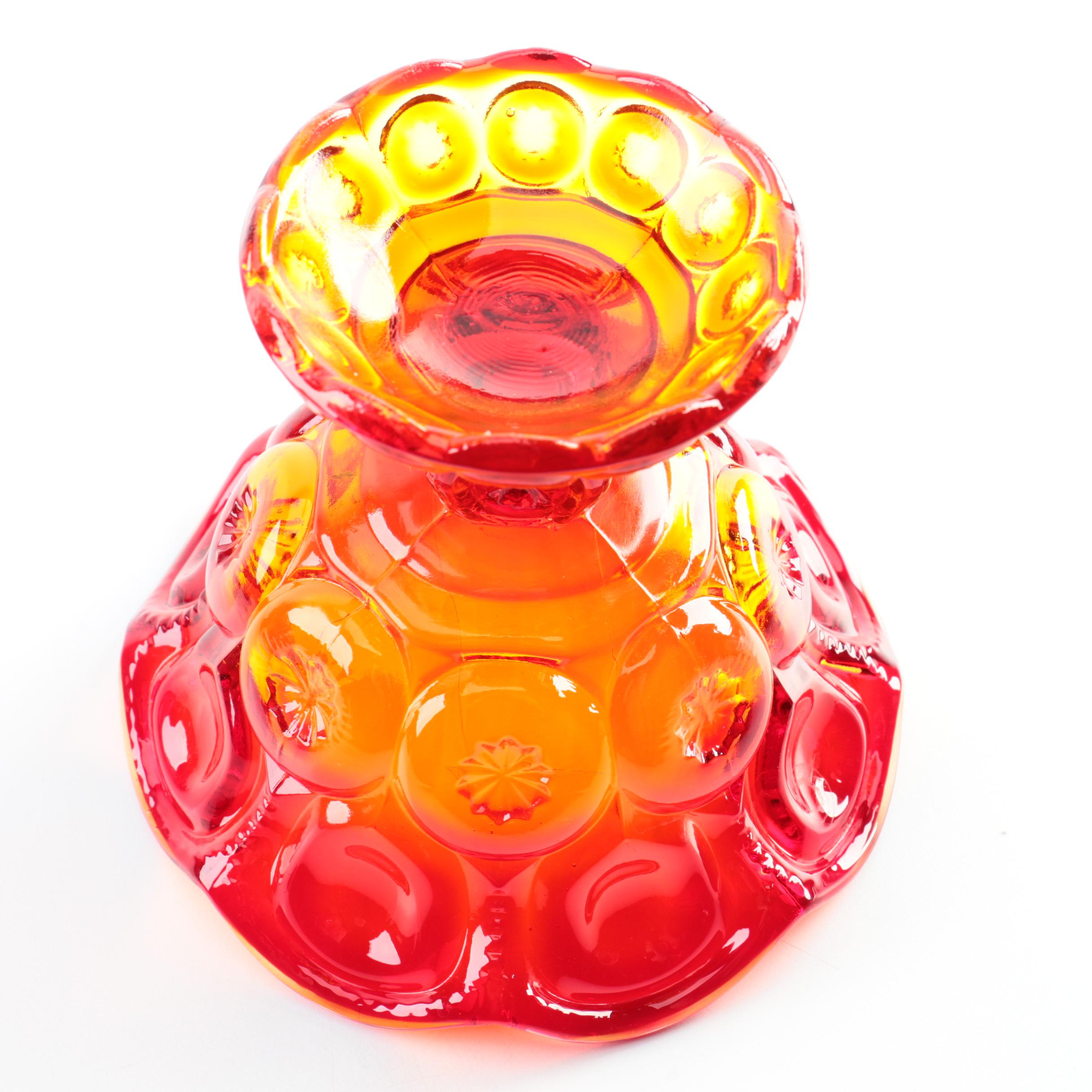 L.E. Smith "Moon and Stars" Amberina Depression Glass Compotes