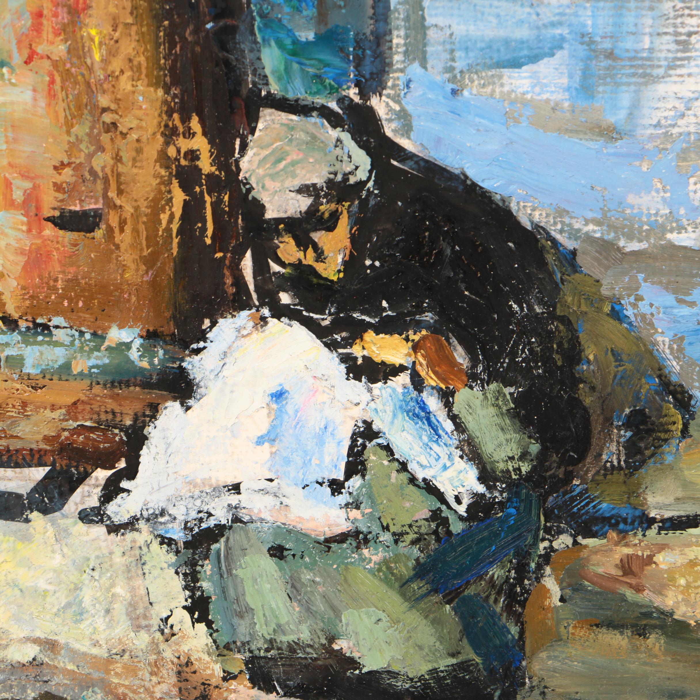 Daisy Olivia Dickinson Oil Painting on Board "A Courtyard in Toledo, Spain"