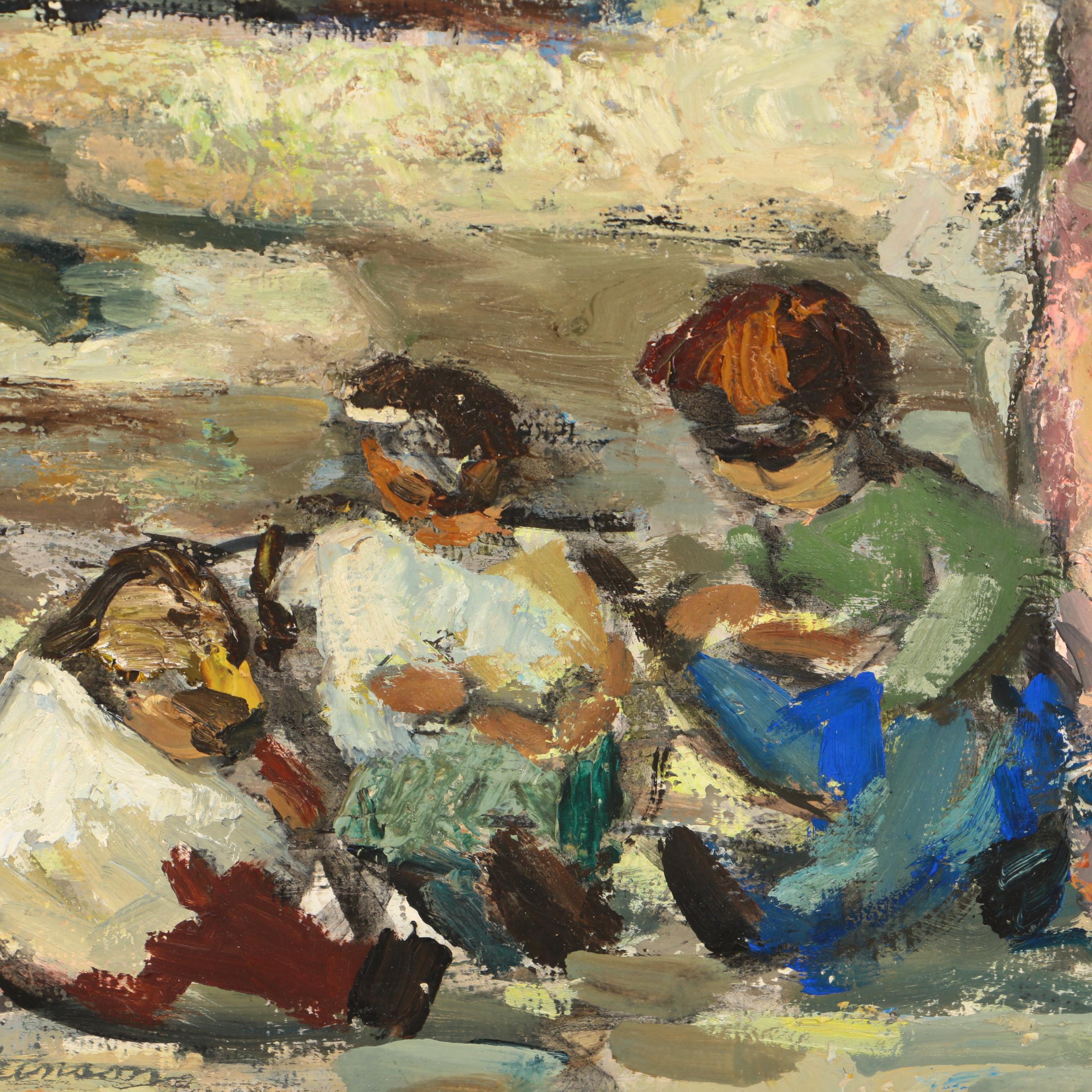 Daisy Olivia Dickinson Oil Painting on Board "A Courtyard in Toledo, Spain"