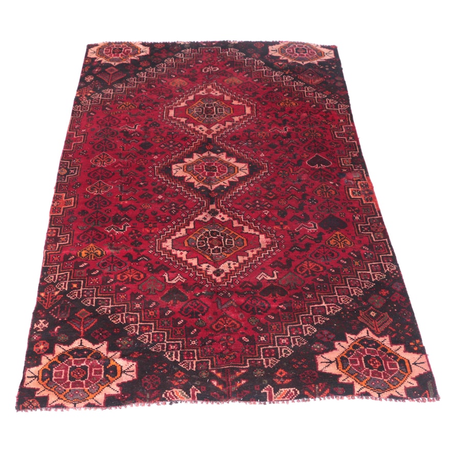 Hand-Knotted Indo-Qashqai Area Rug