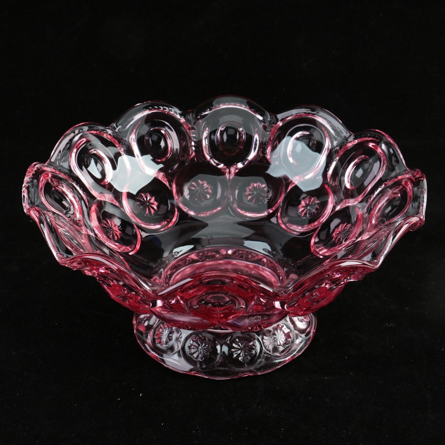 L.E. Smith "Moon and Stars" Pink Depression Glass Bowl