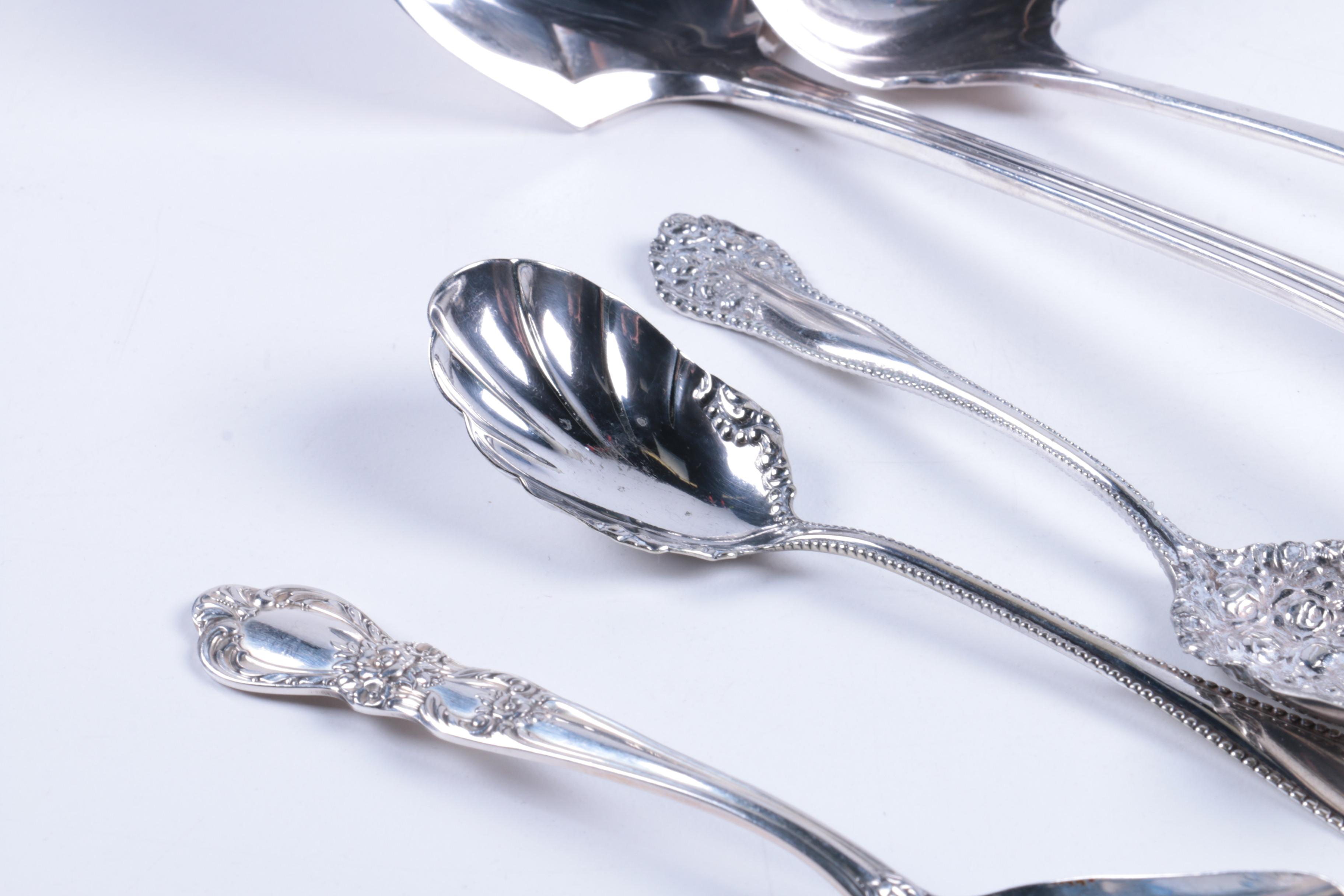 1847 Rogers Bros. Silver Plate Ladle with Other American Serving Utensils