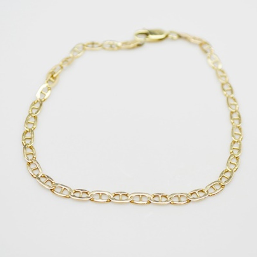 14K Yellow Gold Anchor Chain Bracelet