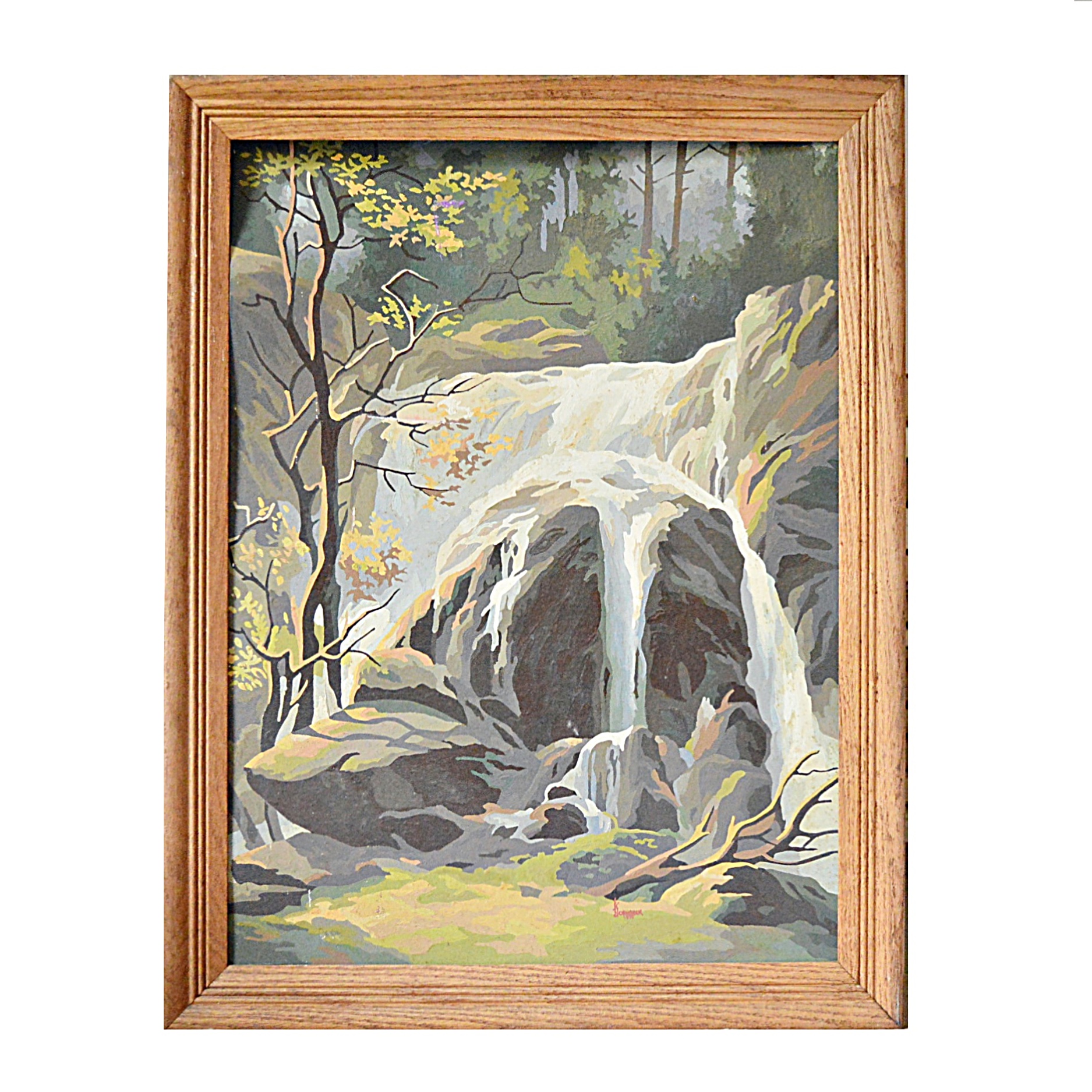 Mid-Century Paint-By-Number Oil Landscape