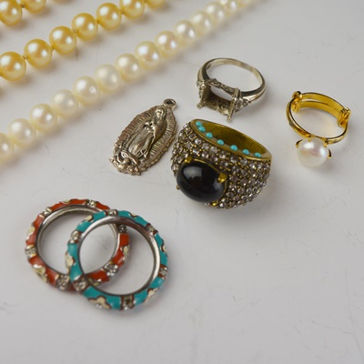 Cultured Pearls, Enamel Rings, and Other Costume Jewelry