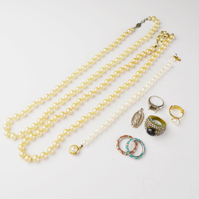 Cultured Pearls, Enamel Rings, and Other Costume Jewelry