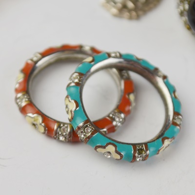 Cultured Pearls, Enamel Rings, and Other Costume Jewelry